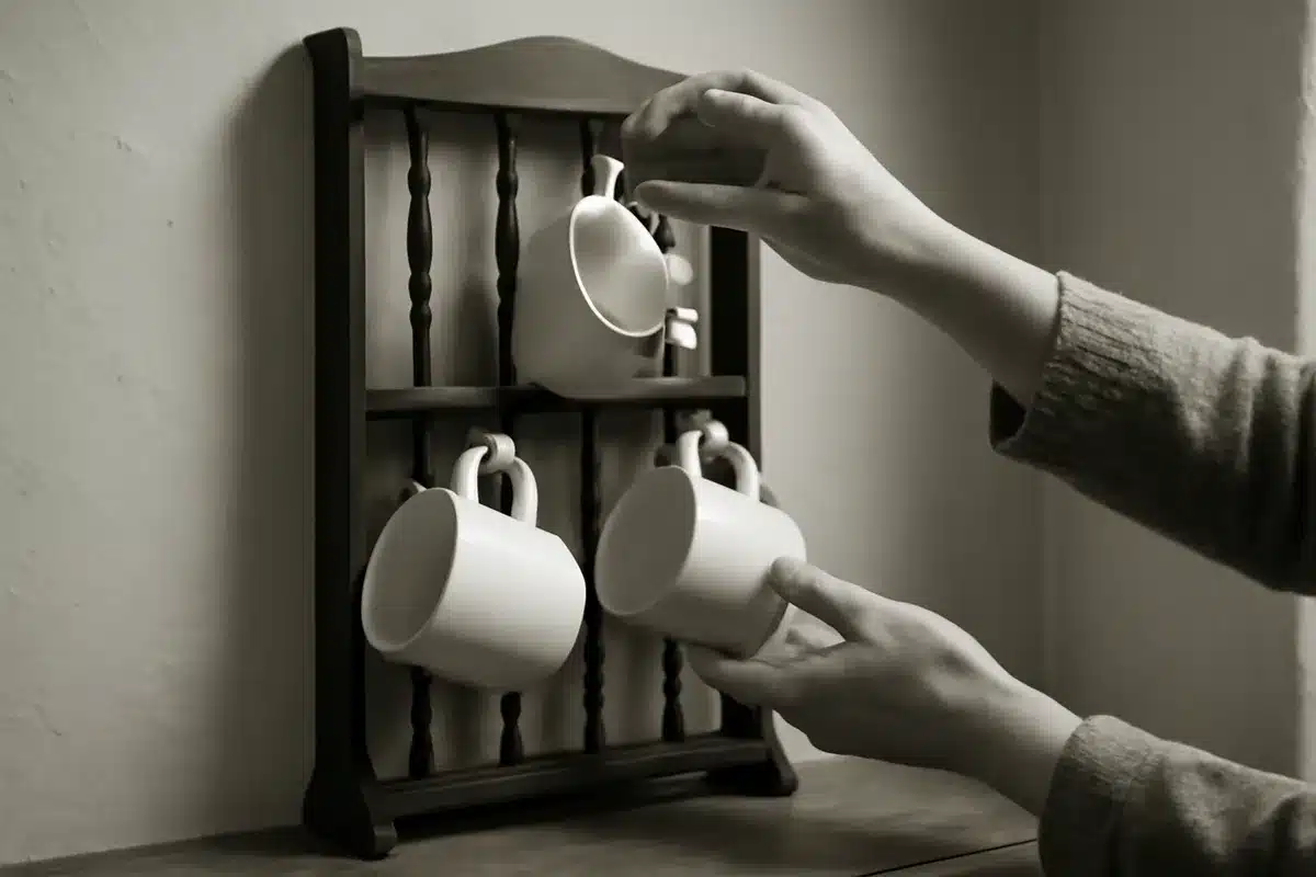Mug storage hack: turn an old magazine rack into easy DIY kitchen storage