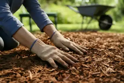 Mulch made smooth and level without a rake: simple hands-on trick