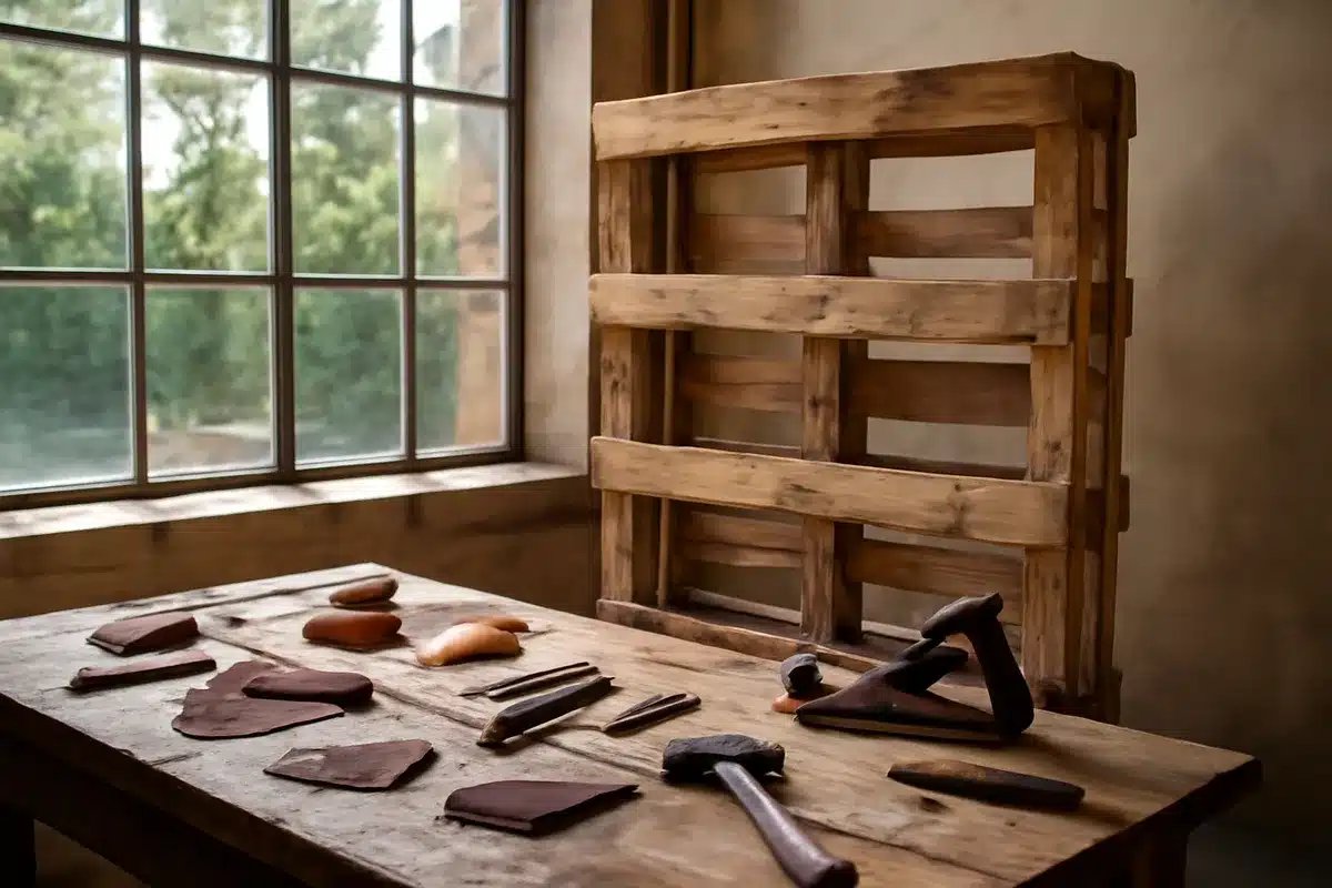 Old wood pallets turned into an impressive shelving system: clever DIY hack