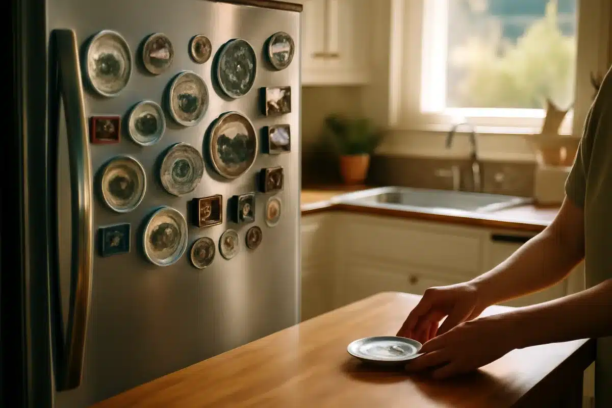 Vintage kitchen charm: ditch the plate wall and turn your fridge into a display