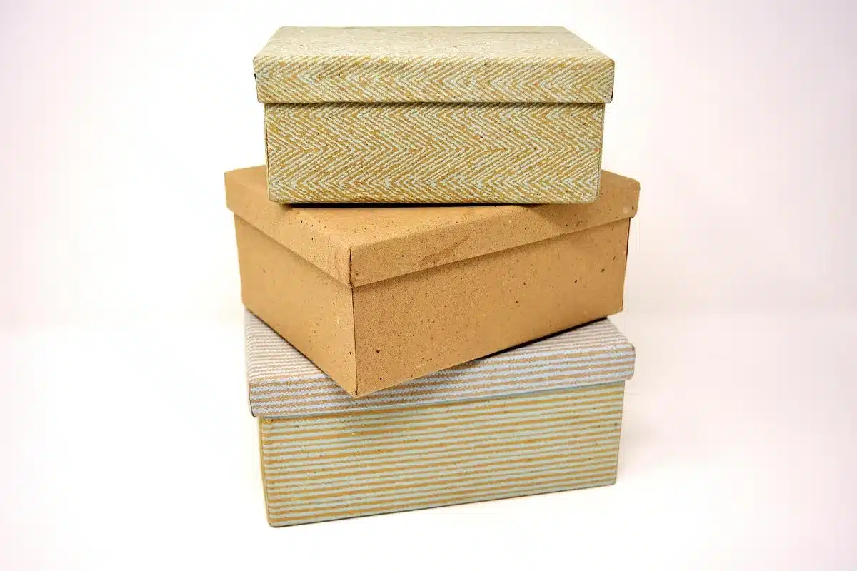 Old Pyrex-style cardboard box with printed codes and age wear