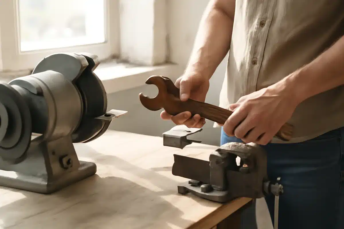 Bench grinder: easily remove rust from tools in minutes
