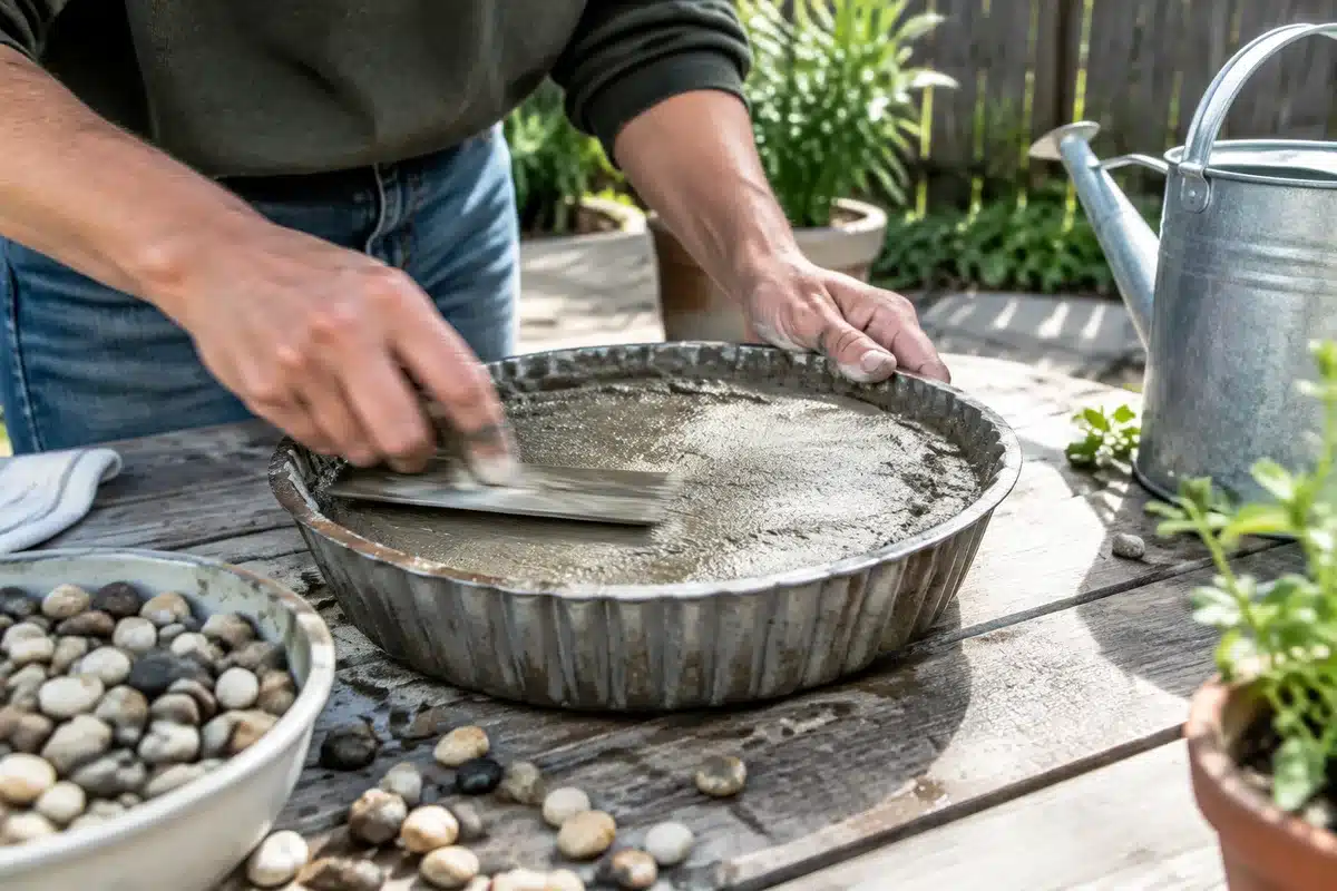 Cake pans turned into DIY pavers: stylish patio stones on a budget