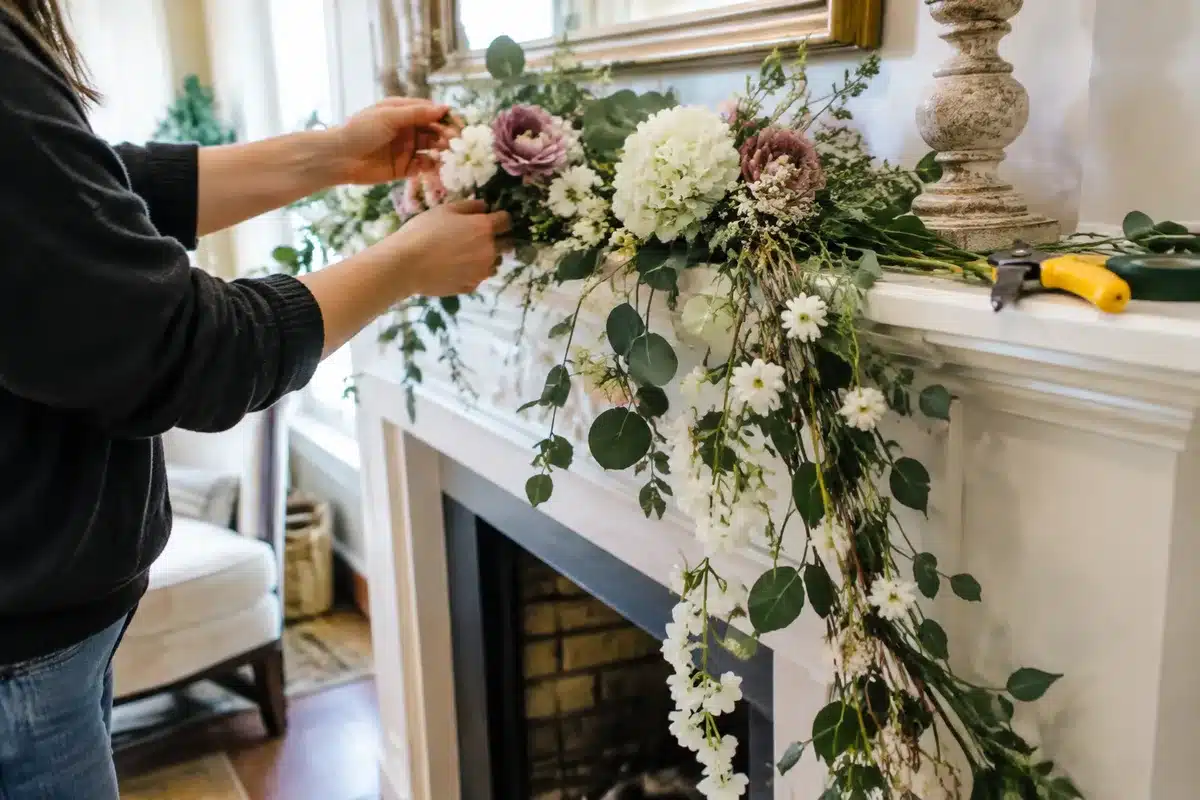 Fireplace mantel makeover: ditch garlands for a fuller, more unique look
