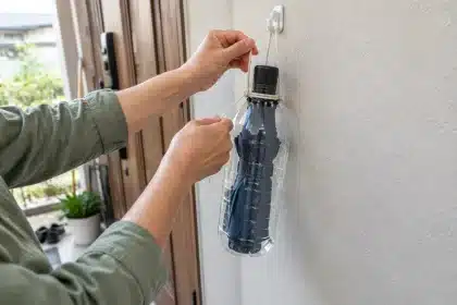 Store umbrellas in a plastic bottle: genius space-saving hack