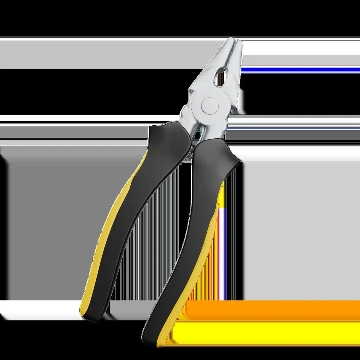 String trimmer resting on a workbench with basic maintenance tools