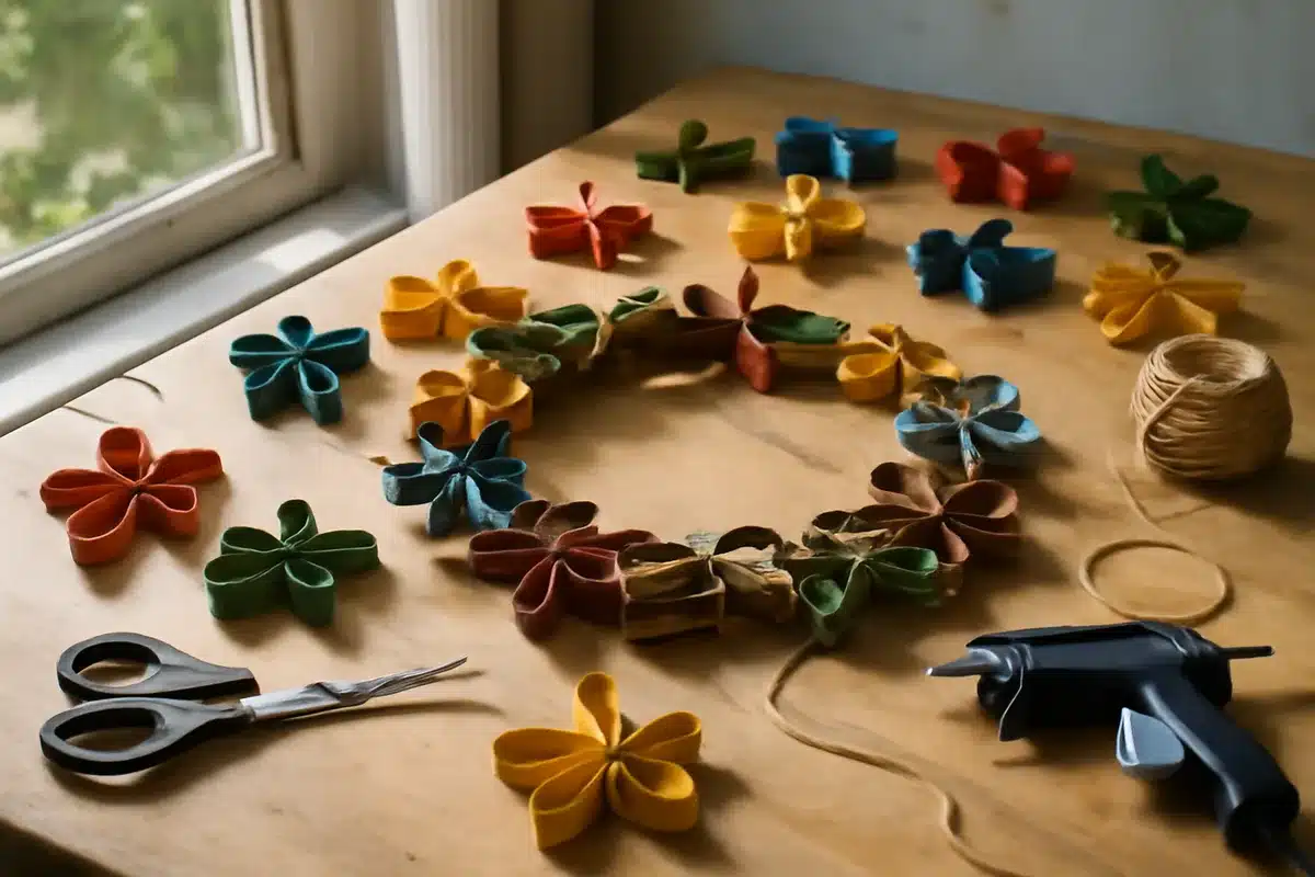 Toilet paper roll wreath for fall: transform old rolls into a stunning DIY