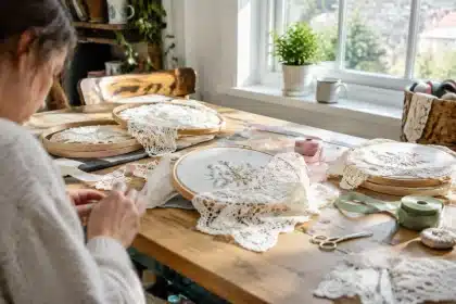 Vintage ghost decor: make adorable ghosts from doilies and embroidery hoops