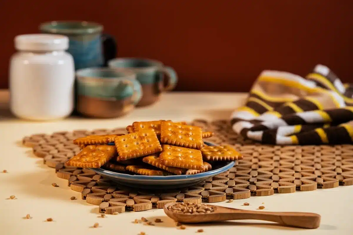 Large bowl with chips and smaller dip bowl held above, ready to serve
