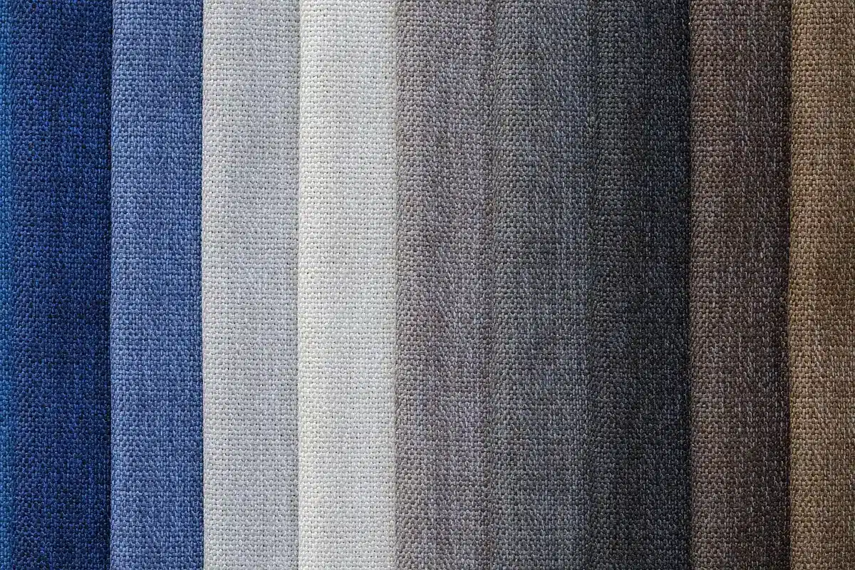 Close-up of waterproof shower curtain fabric showing texture